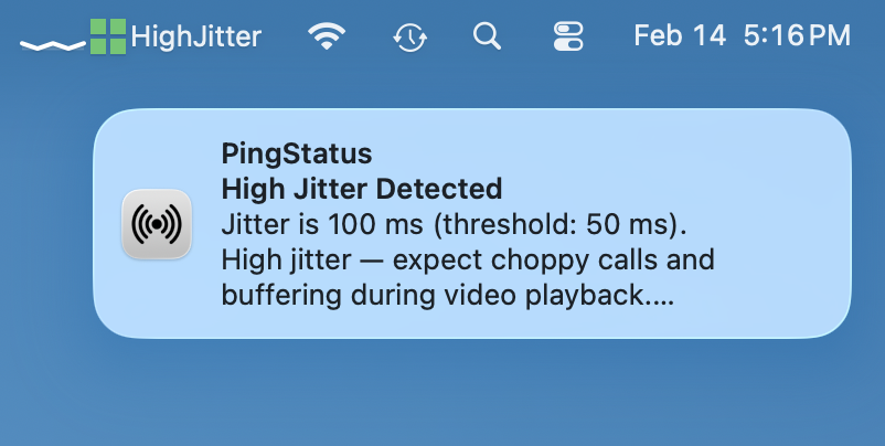 High jitter notification